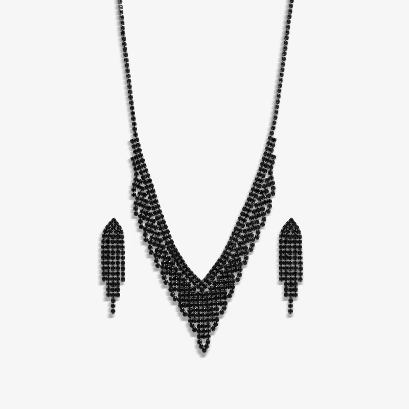 Image of Jon Richard Jet Diamante Set Black
