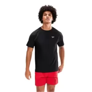 image of Speedo Essential Short Sleeve Swim Top Black - Black