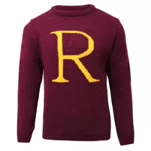 Image of Harry Potter Mens Ron Weasley R Knitted Christmas Jumper (XXL) (Red/Yellow)
