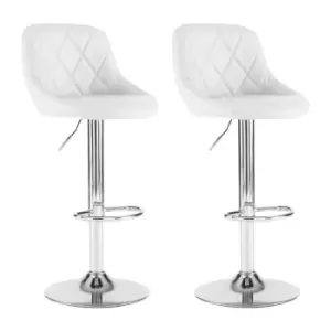 Neo White Madrid Faux Leather Chrome Adjustable Breakfast Bar Stools Set Of 2