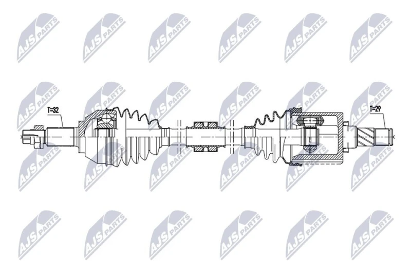 Image of NTY NPW-NS-176 Drive shaft Automatic Transmission, Front Axle Left Drive Shaft (13)