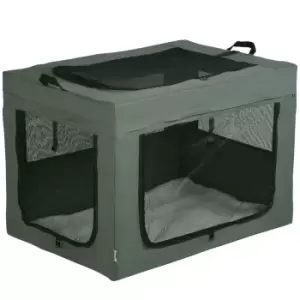 Image of 90cm PawHut Foldable Pet Carrier w/ Cushion for Medium Large Dogs - Grey