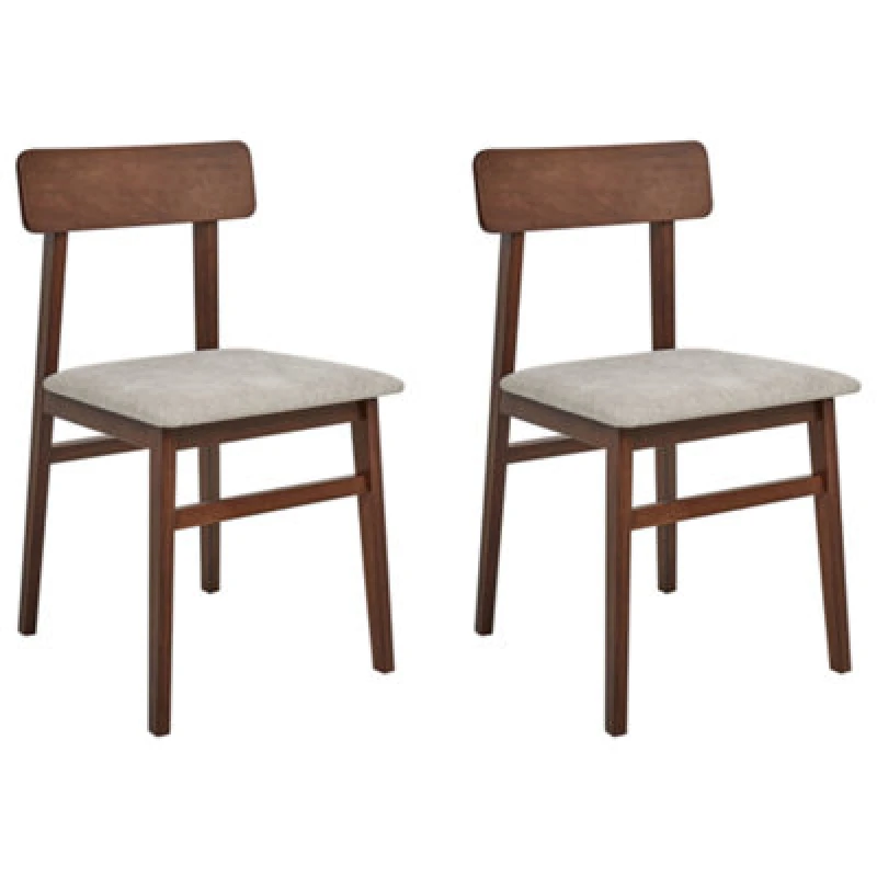 Image of Beliani Set Of 2 Dining Chairs Stacy Wood Taupe