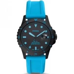 Image of Fossil FB-01 Neon Blue Silicone Watch