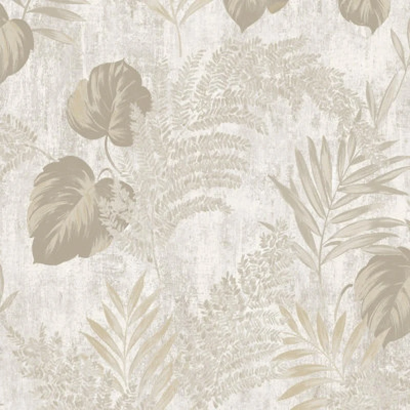 Image of Phelan Leaf Vinyl Wallpaper Beige Muriva 209112