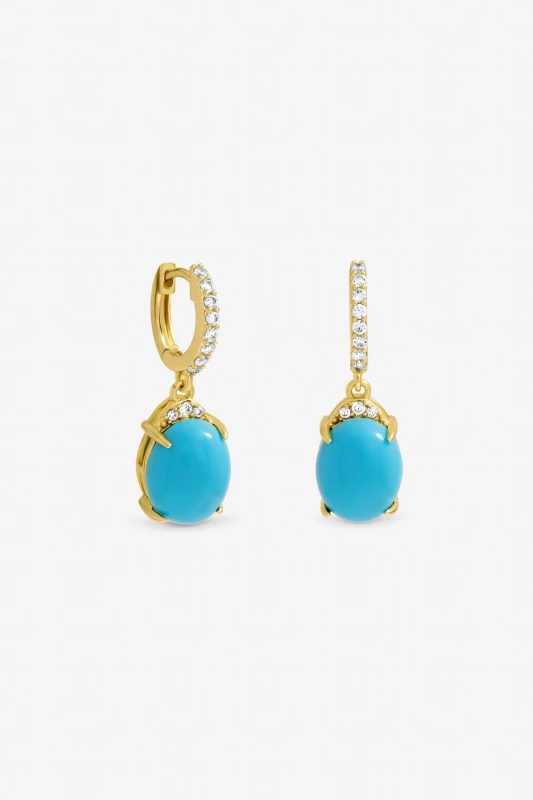 Image of Jon Richard Womens Gold Plated & Turquoise Stone Earrings Gold Female One Size