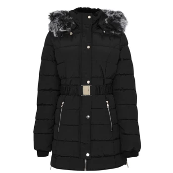 image of Golddigga Belt Bubble Jacket Ladies - Black