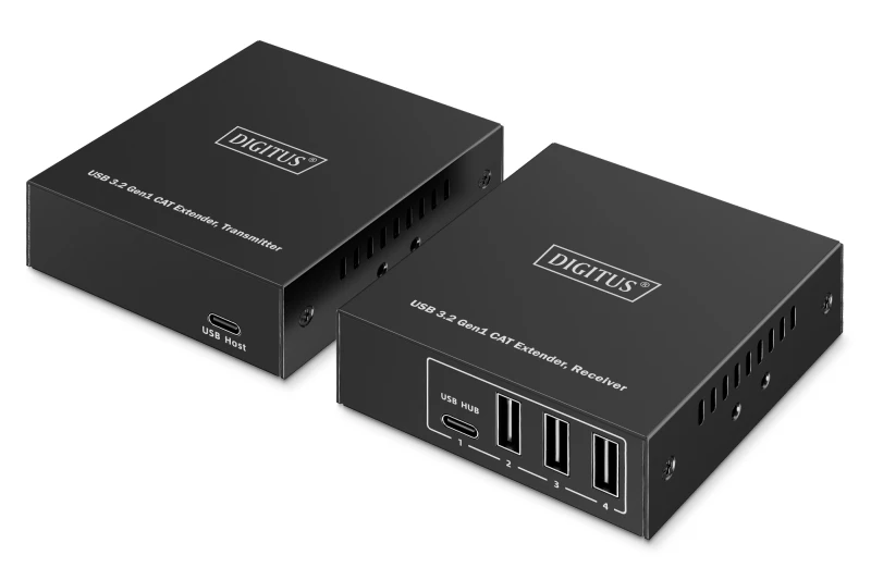 Image of Digitus USB 3.2 Gen1 CAT Extender. 5 Gbps. 4 ports: 3x USB-A / 1x USB-
