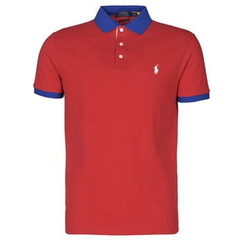 image of Polo Ralph Lauren POLO AJUSTE DROIT AVEC DETAILS DE COL ET DETAILS MANCHES EN COTO mens Polo shirt in Red - Sizes EU XXL,EU S