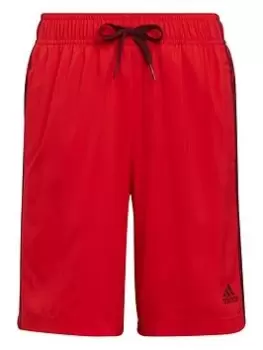 image of adidas adidas Boys 3 Stripe Short - Red, Size 9-10 Years