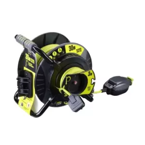 Image of Masterplug Ip54 Rated Reverse Anti Twist 1 Socket Grey & Green Indoor & Outdoor Cable Reel, 30M