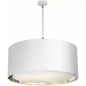Image of 4 Bulb Ceiling Pendant Light Fitting White Highly Polished Nickel LED E27 60W