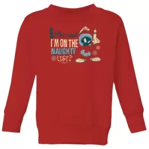 image of Looney Tunes Martian Who Said Im On The Naughty List Kids Christmas Jumper - Red - 11-12 Years