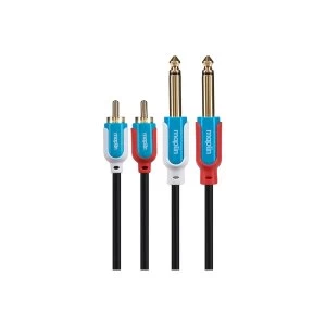 Image of Maplin Premium Twin 0.25" 2 Pole Jack to Twin 2 Pole Phono Jack Cable 1.5m