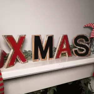 image of 16cm Rustic Wooden XMAS Letters Christmas Decoration