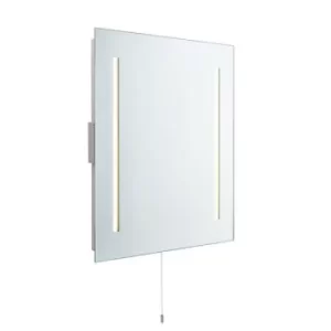 image of Glimpse Integrated LED 2 Light Bathroom Shaver Wall Light Mirrored Glass, Matt Silver IP44