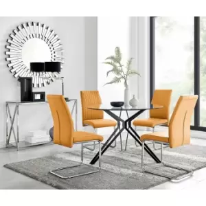 Image of Cascina Dining Table and 4 Mustard Lorenzo Chairs - Mustard Yellow