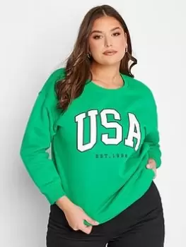 image of Yours Logo Sweatshirt - Green, Size 16, Women