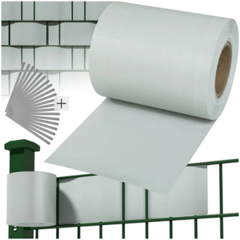 Image of Tectake Privacy Film - Double-Sided Print, Opaque And Tear-Resistant, Fastening Clips Included - 35 M Light Grey