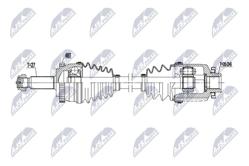Image of NTY NPW-HY-652 Drive shaft Front Axle Right Drive Shaft (13)