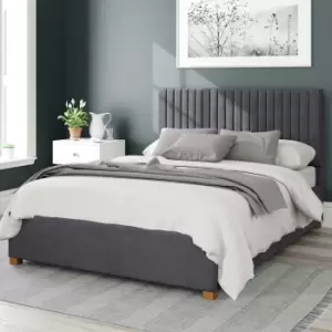 Image of Aspire Grant Velvet Kingsize Ottoman Bedframe - Steel