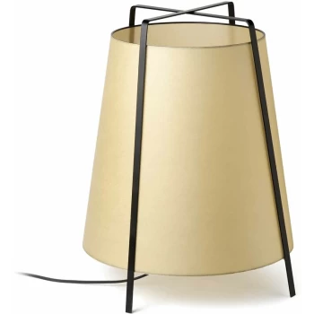 Image of Faro Akane - 1 Light Floor Lamp Black with Beige Shade, E27