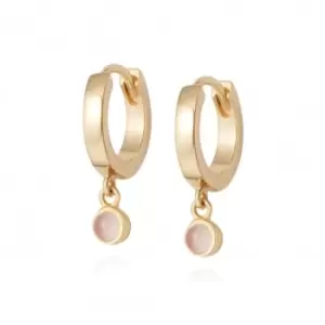 image of Rose Quartz Healing Huggie Hoops 18ct Gold Plate Earrings HE3005_GP