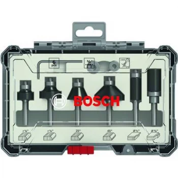 Image of Edge and edge trimmer set, 1/4" shank, 6 Piece Bosch Accessories 2607017470