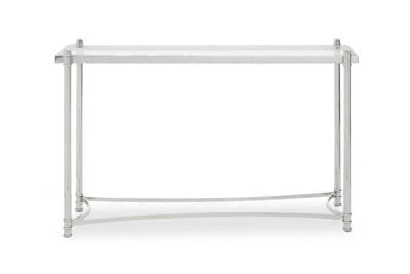 Image of Premier Housewares Interiors By Premier Decent Silver Console Table With Clear Glass, Stylish Metallic Finished Decorative Table, Silver Table