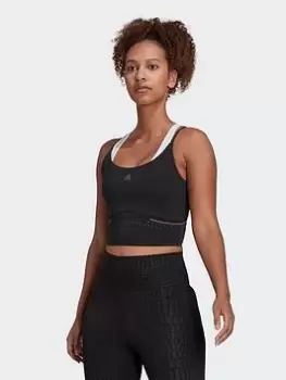 Image of adidas Hiit 45 Seconds Crop Tank Top, Black, Size L, Women