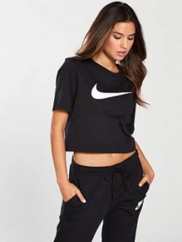 image of Nike Sportswear Swoosh Crop Tee Black Size L Women