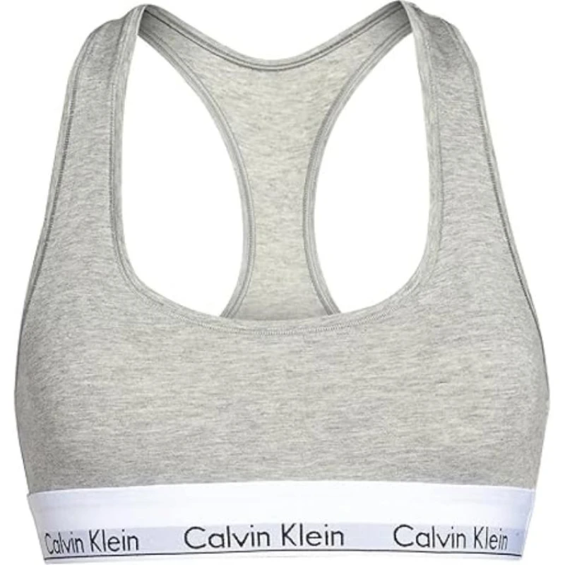 Image of Calvin Klein Modern Cotton Logo Bralette Unlined Bralettes 8 (XS) Grey 42433902310