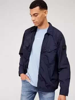 Image of BOSS Lovel Zip 9 Overshirt, Dark Blue, Size 2XL, Men