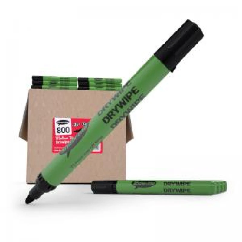 Image of Show-me Medium Tip Slim Barrel Drywipe Marker Black Pack 800 - SDP800 EXR55929EA