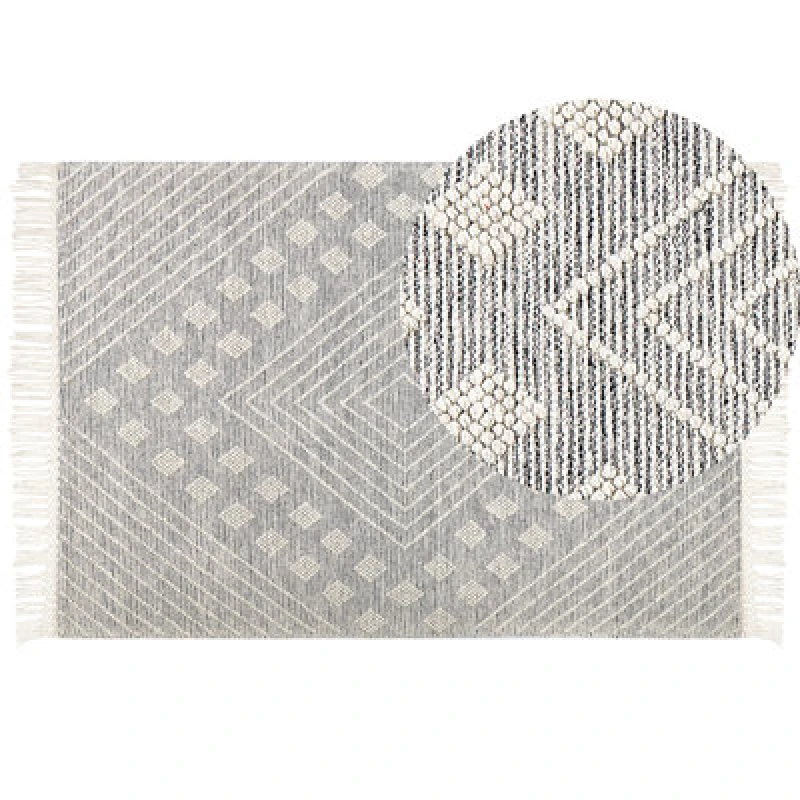 Image of Beliani Rug Savur Grey 160 X 230 Cm Wool