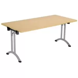 Image of Tc One Union Folding Table 1200 x 700 Silver Frame Grey Oak Rectangular Top