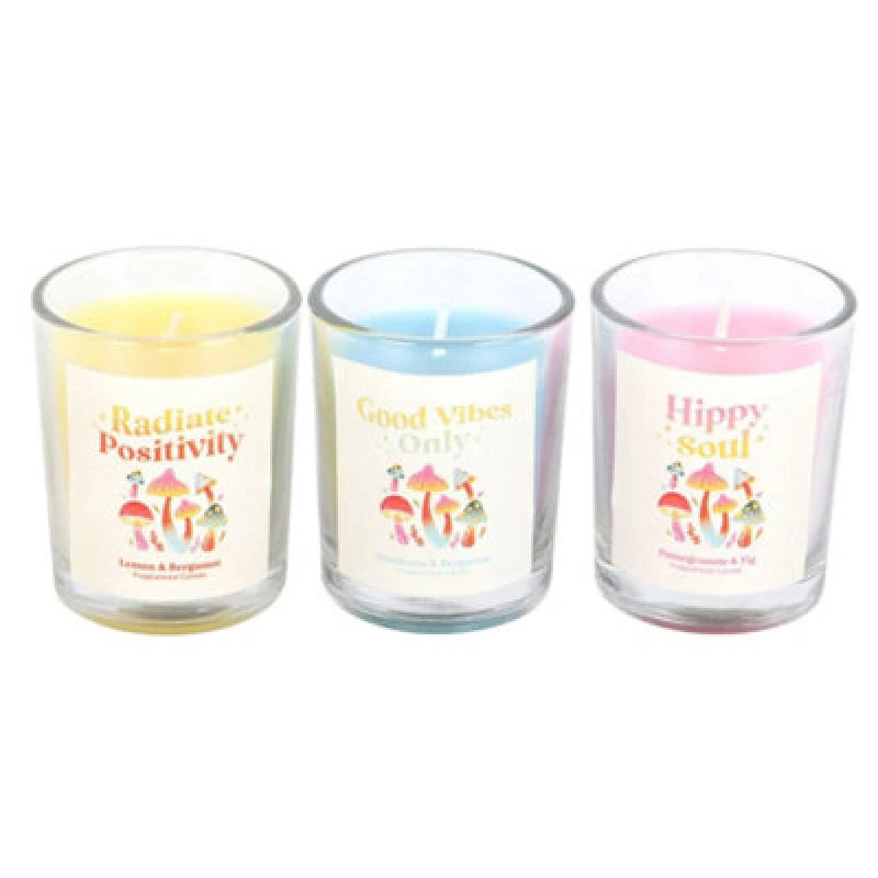 Image of Something Different Something Different Funky Fungi Mushroom Votive Candles (Pack of 3) Multi One Size Unisex 5063703960533