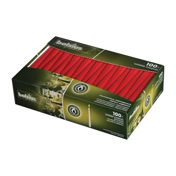 Image of Bolsius Tapered Candles 10" Red 7 Hour Burn 100s NWT7952 NWT7952