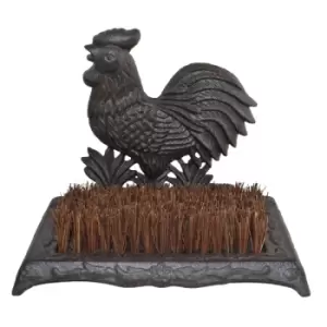 image of Cast Iron Garden Boot Brush Cockerel Design