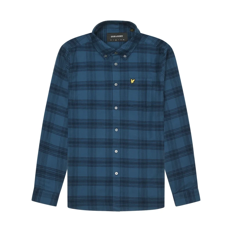 Image of Lyle & Scott Checked flannel shirt Lyle & Scott Bleu Male S
