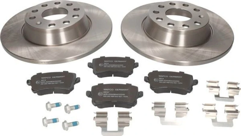 Image of MAPCO 47906 Brake disc and pads set Rear Axle, Brake Disc Type: solid, prepared for wear warning indicator Brake Set,disc brakes (3405)