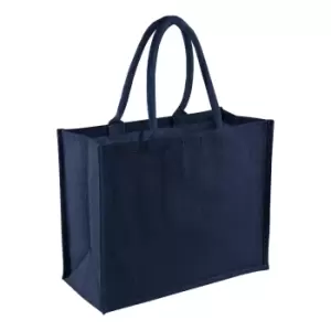 Image of Westford Mill Classic Jute Shopper Bag (21 Litres) (Pack of 2) (One Size) (Navy/Navy)