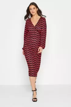 image of Tall Heart Print Midi Wrap Dress