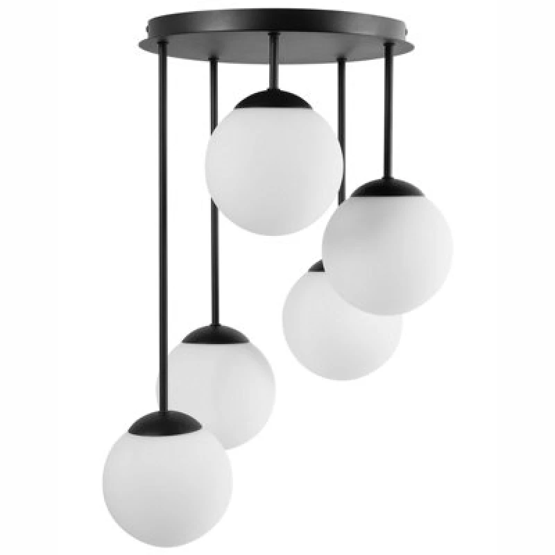 Image of Beliani 5 Light Pendant Lamp Riana Glass Black