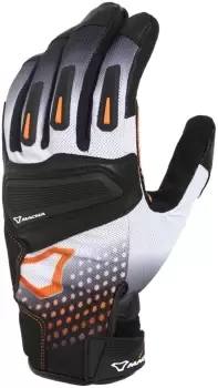 image of Macna Jugo Motorcycle Gloves, black-white-orange, Size L, black-white-orange, Size L