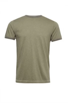 Image of Mens French Connection Bens Ringer Crew Neck T Shirt Green