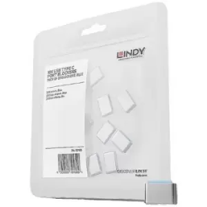 Image of LINDY USB-C socket lock 10 Piece set Blue no keys 40466