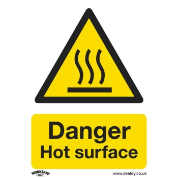 Image of Safety Sign - Danger Hot Surface - Rigid Plastic - Pack of 10
