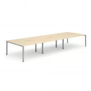 image of B2B Silver Frame Bench Desk 1200 Maple 6 Pod