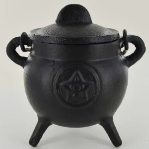 image of Pentagram Cast Iron Witch Cauldron (Small)